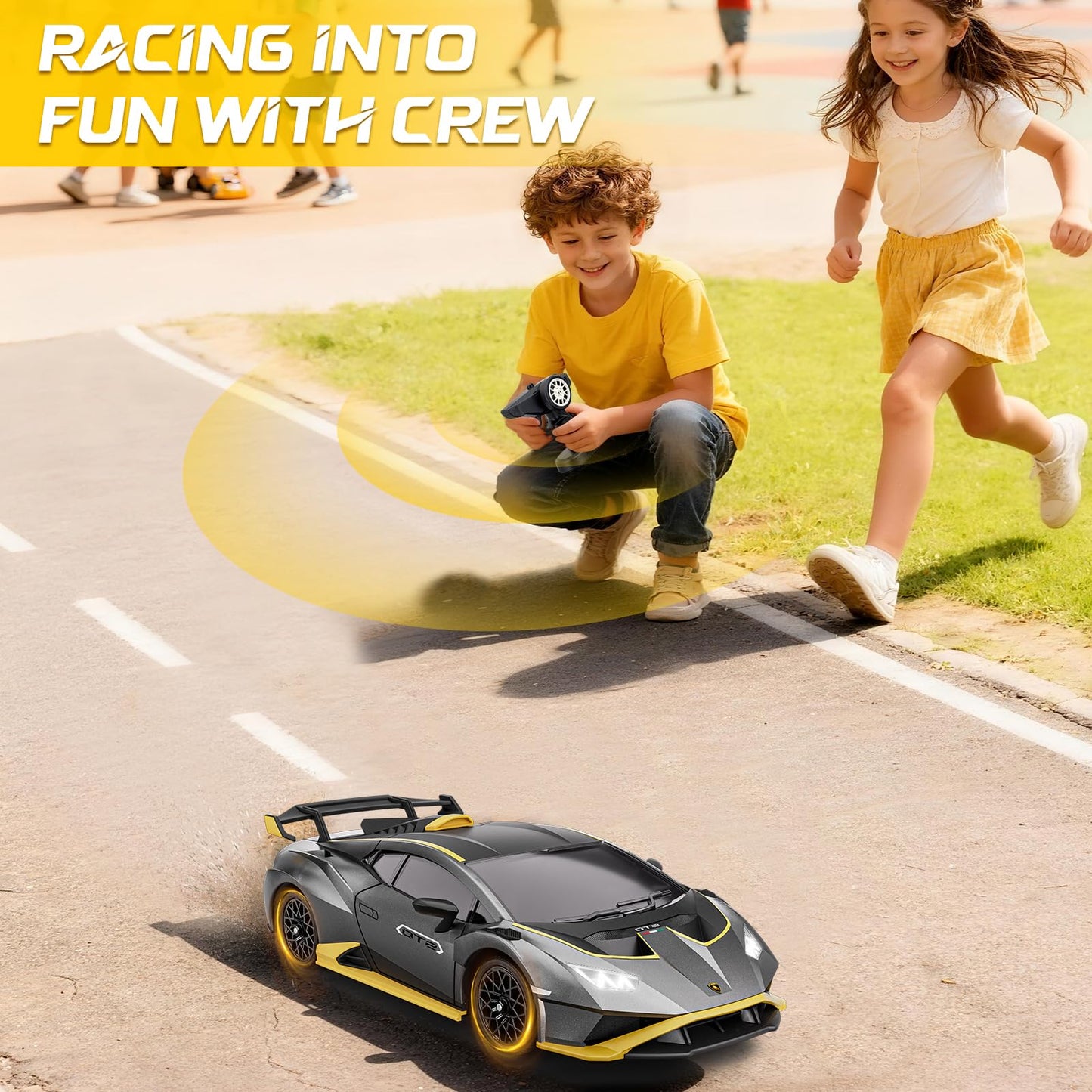 LUXOS RC Lamborghini Remote Control Cars, 1:18 Scale Officially Licensed Lamboghini Toy Car, Cool RC Car Toys for 4 5 6 7 8 9 10 11 12 Year Old Boys Kids Adults Gifts,15km/h Fast RC Drift Cars (Grey)