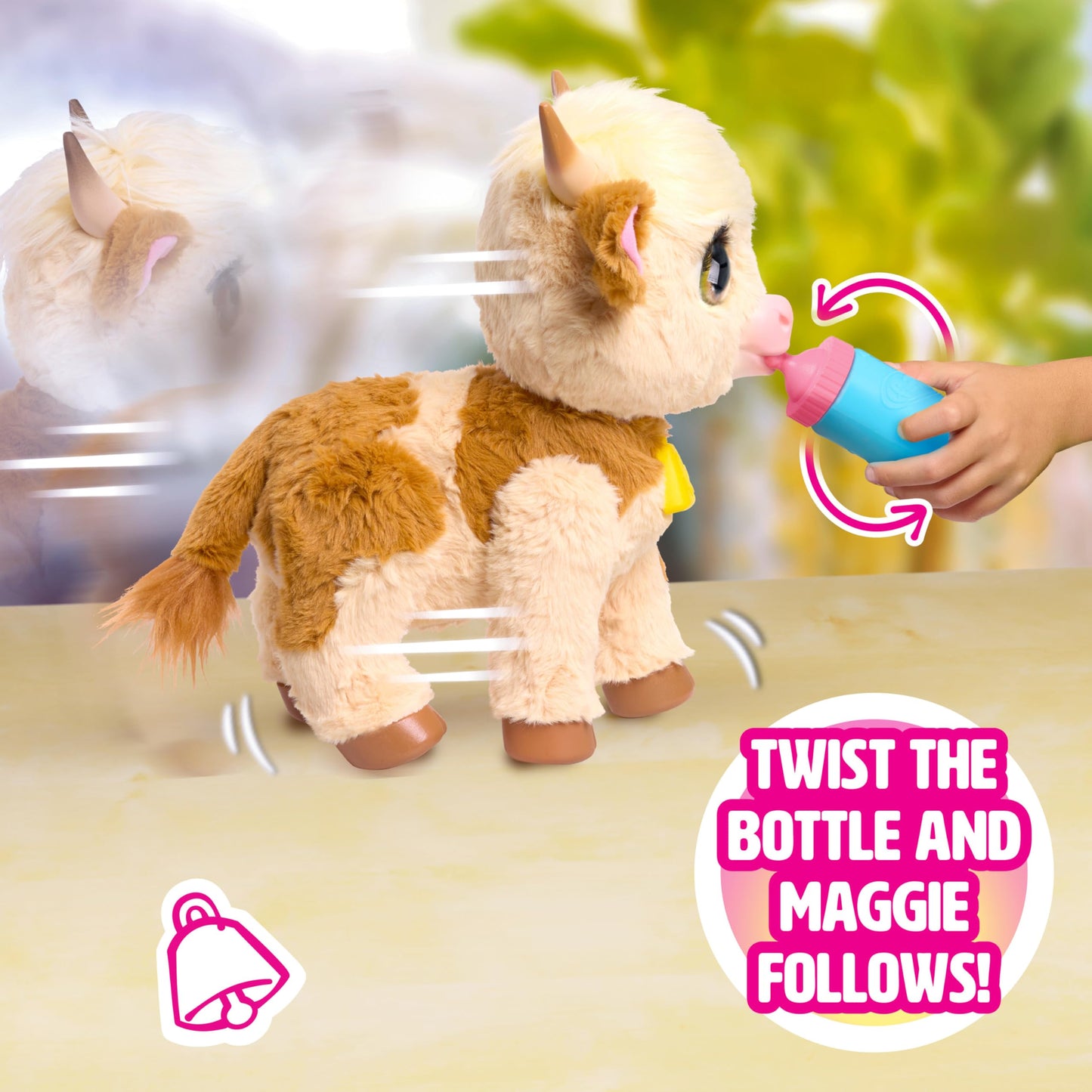 Just Play furReal Maggie the Feed & Follow Cow, 11 Inch Interactive Highland Mini Cow, for Boys and Girls, Ages 4 and Up