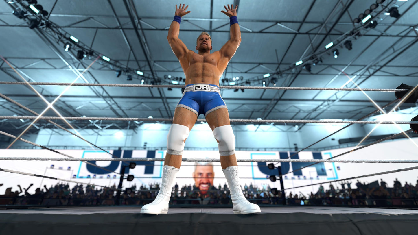 WWE 2K26 Standard Edition PlayStation 5 game case with cover art featuring WWE wrestlers and the 2K logo.