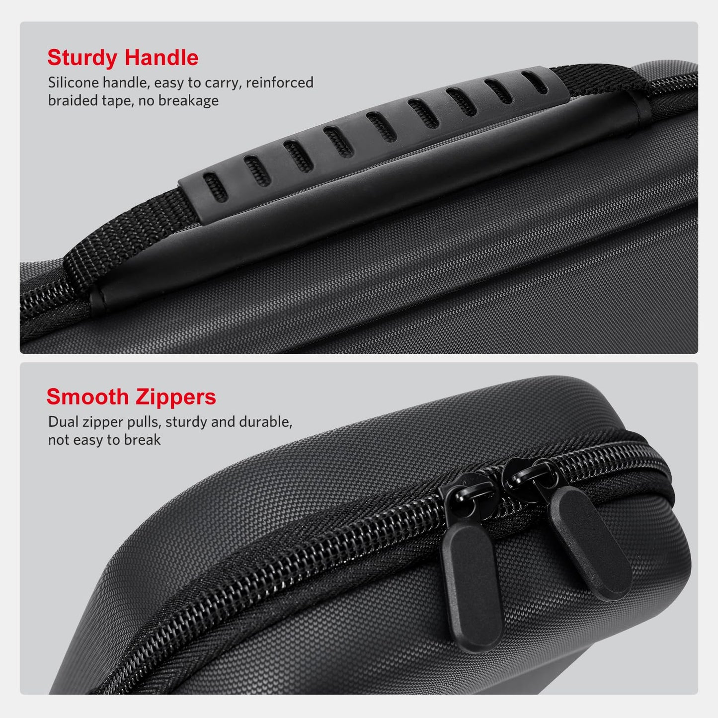CoBak large black Nintendo Switch 2 carrying case with 3-in-1 accessories bundle, including screen protectors, thumb caps, and game cards.