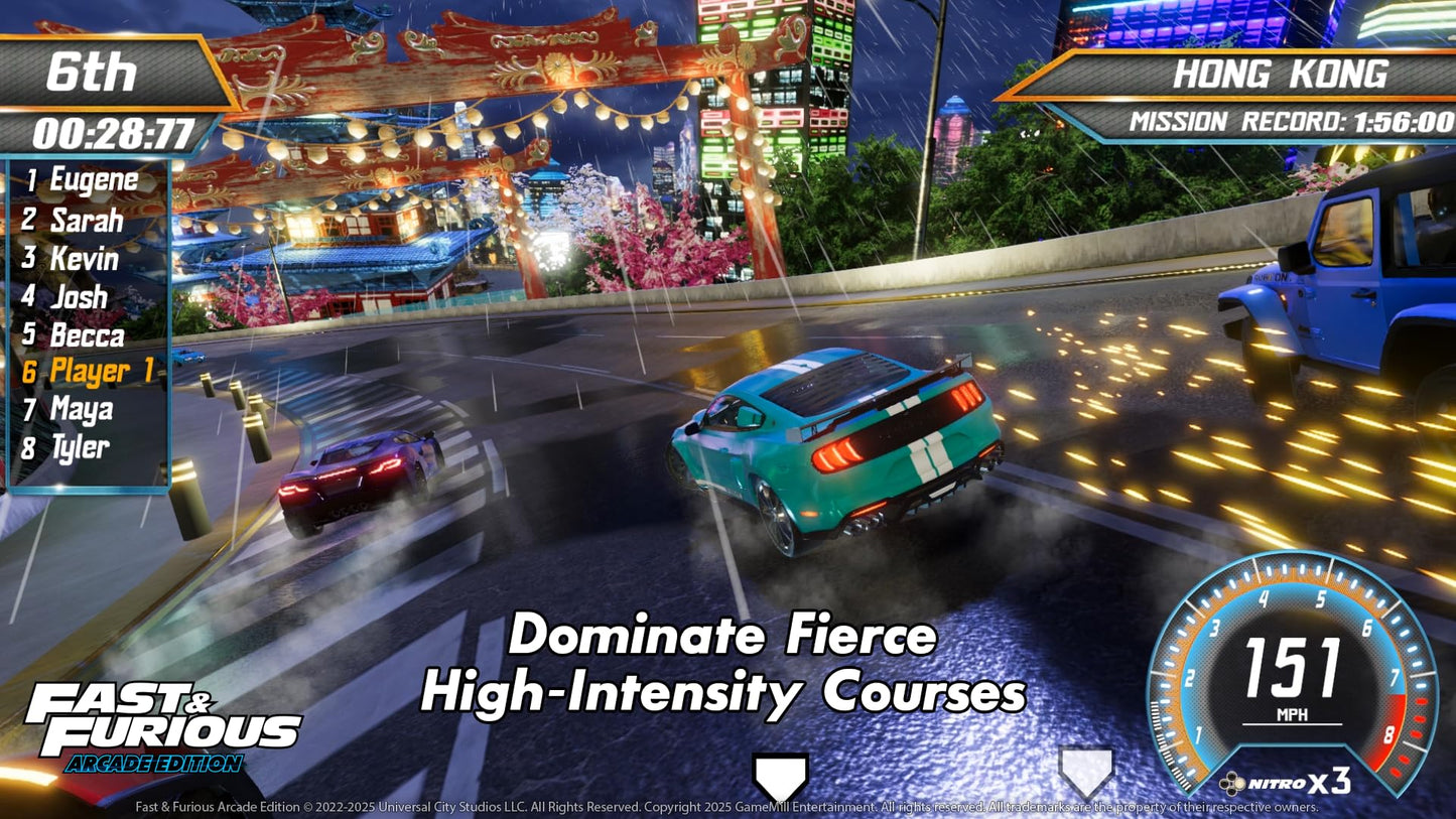 Nintendo Switch Fast & Furious Arcade Edition game by Game Mill, featuring car racing and action scenes on the game cover.