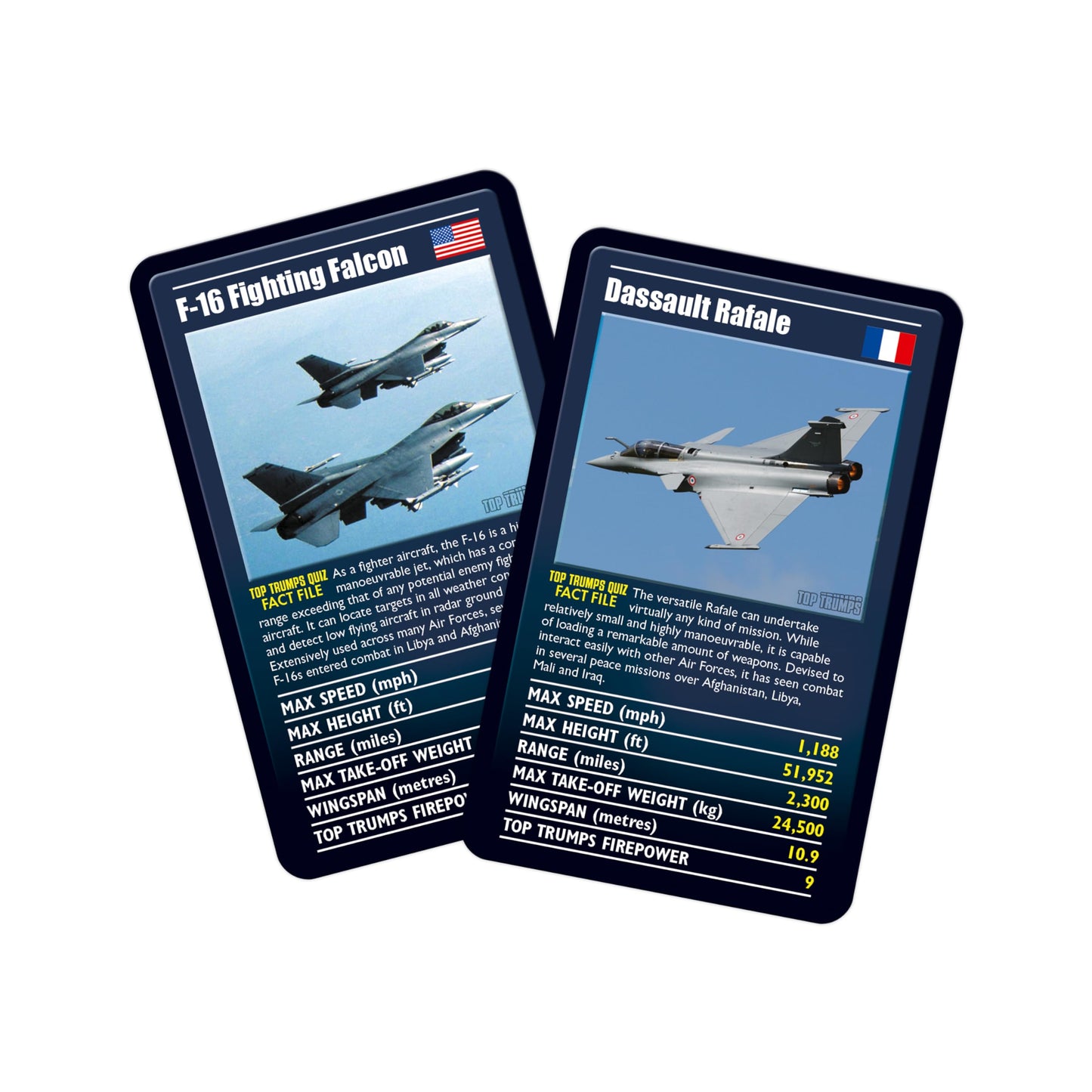 Top Trumps Ultimate Military Jets Classics Card Game, learn facts about the Dassault Rafale and the E-3 Sentry in this educational packed game, 2 plus players makes a great gift for ages 6 plus