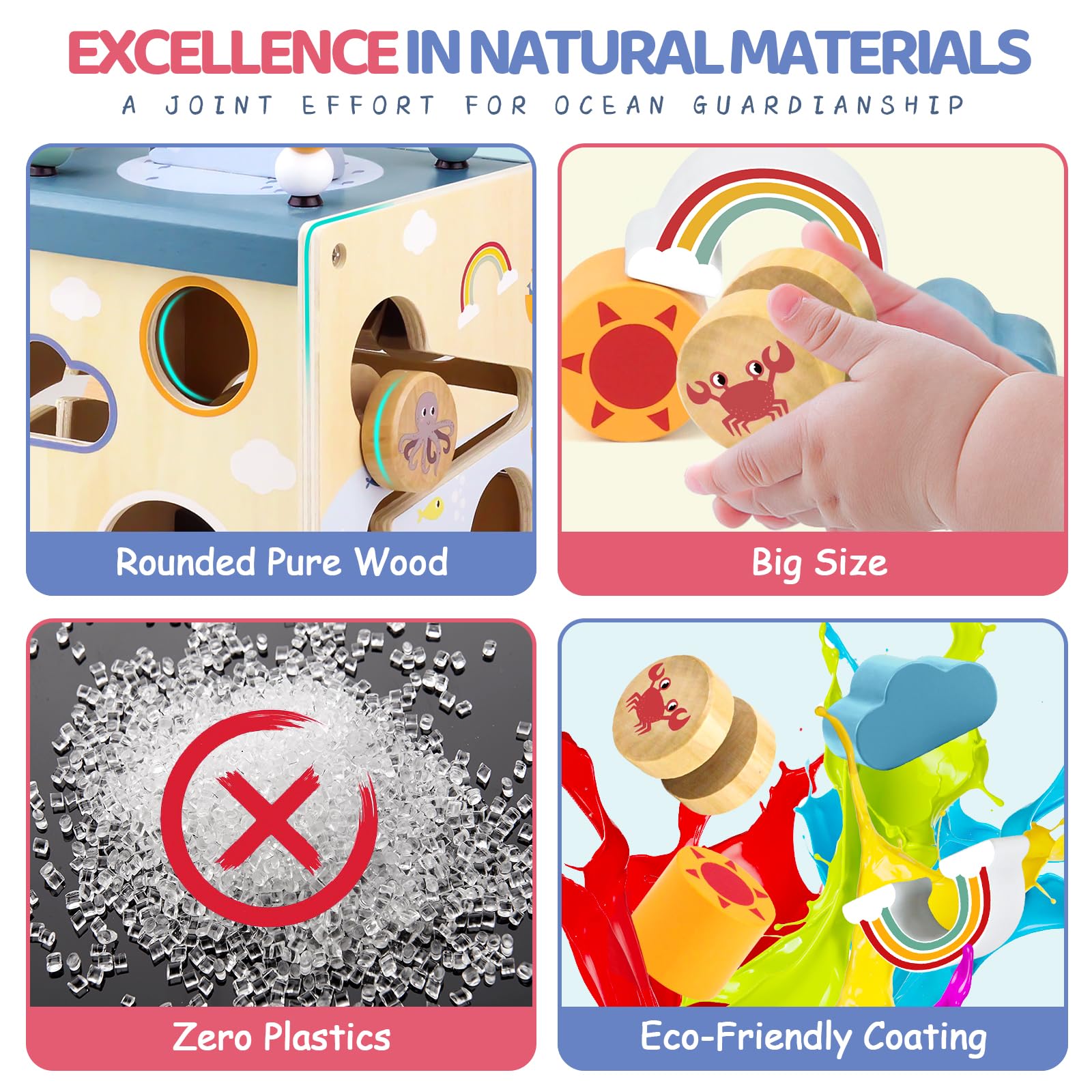 Airlab wooden activity cube with bead maze, shape sorter, and educational sensory toys for toddlers aged 1-3 years.