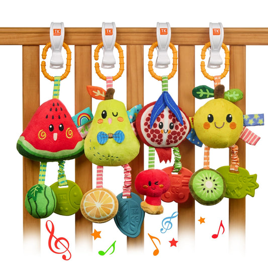 TUMAMA KIDS plush lemon baby rattle toys with squeaky sound and teether, designed for newborns and infants in strollers, cribs, or car seats.
