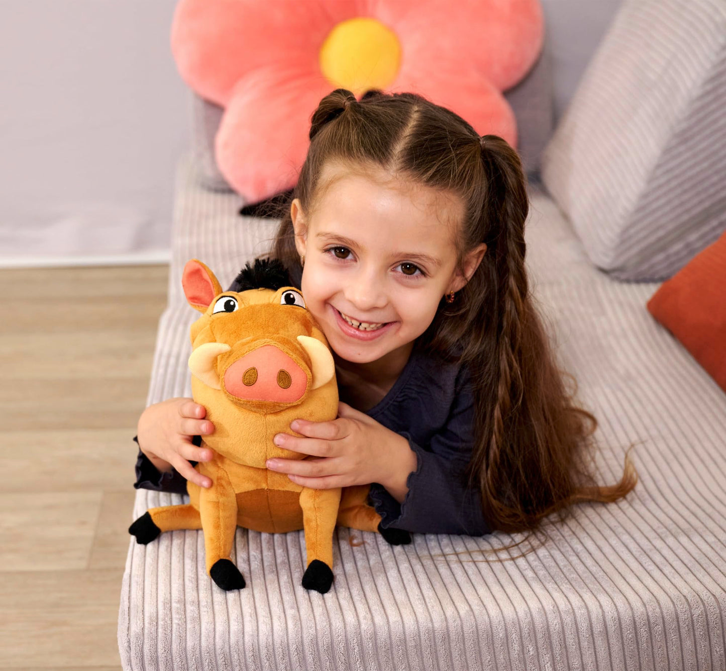 Disney Lion King Pumbaa Character 25cm tall, Celebrating 30 Years of The Lion King, cuddly soft toy for kids and adults for birthday and gift or just collect them all