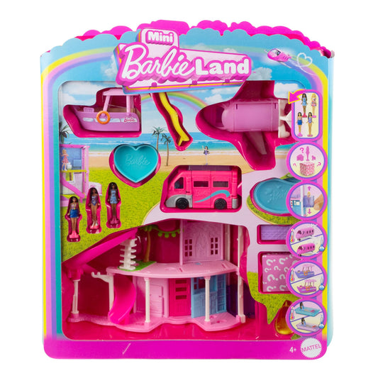 Mini BarbieLand World of Bundle featuring Barbie-themed playsets and accessories in vibrant colors and fun designs.