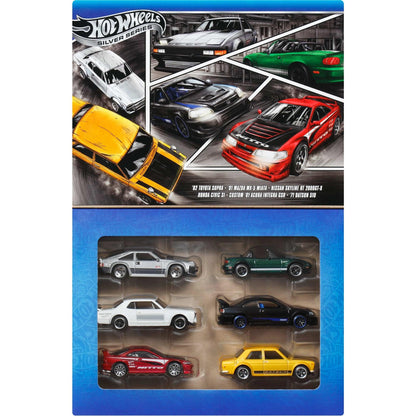 Hot Wheels 1:64 Scale Die-Cast Toy Cars, Set of 6 Japanese Vehicles with Elevated Deco (Styles May Vary), JBY77