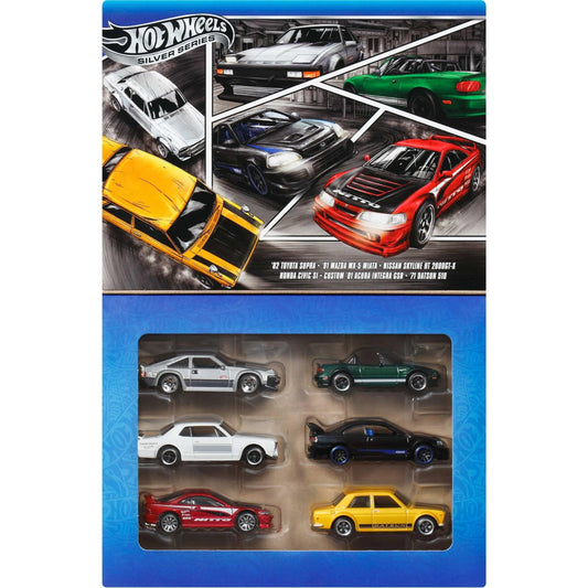 Hot Wheels 1:64 Scale Die-Cast Toy Cars, Set of 6 Japanese Vehicles with Elevated Deco (Styles May Vary), JBY77