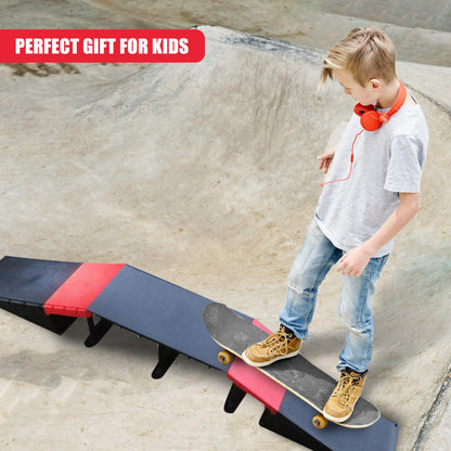 The Magic Toy Shop Skate Ramp Set - 6 Assembly Variations, Red & Black, Anti Slip, Modular & T-Lock System, Easy Setup - Outdoor Adventure for Kids with Bikes, Scooters, Skateboards, RC Cars