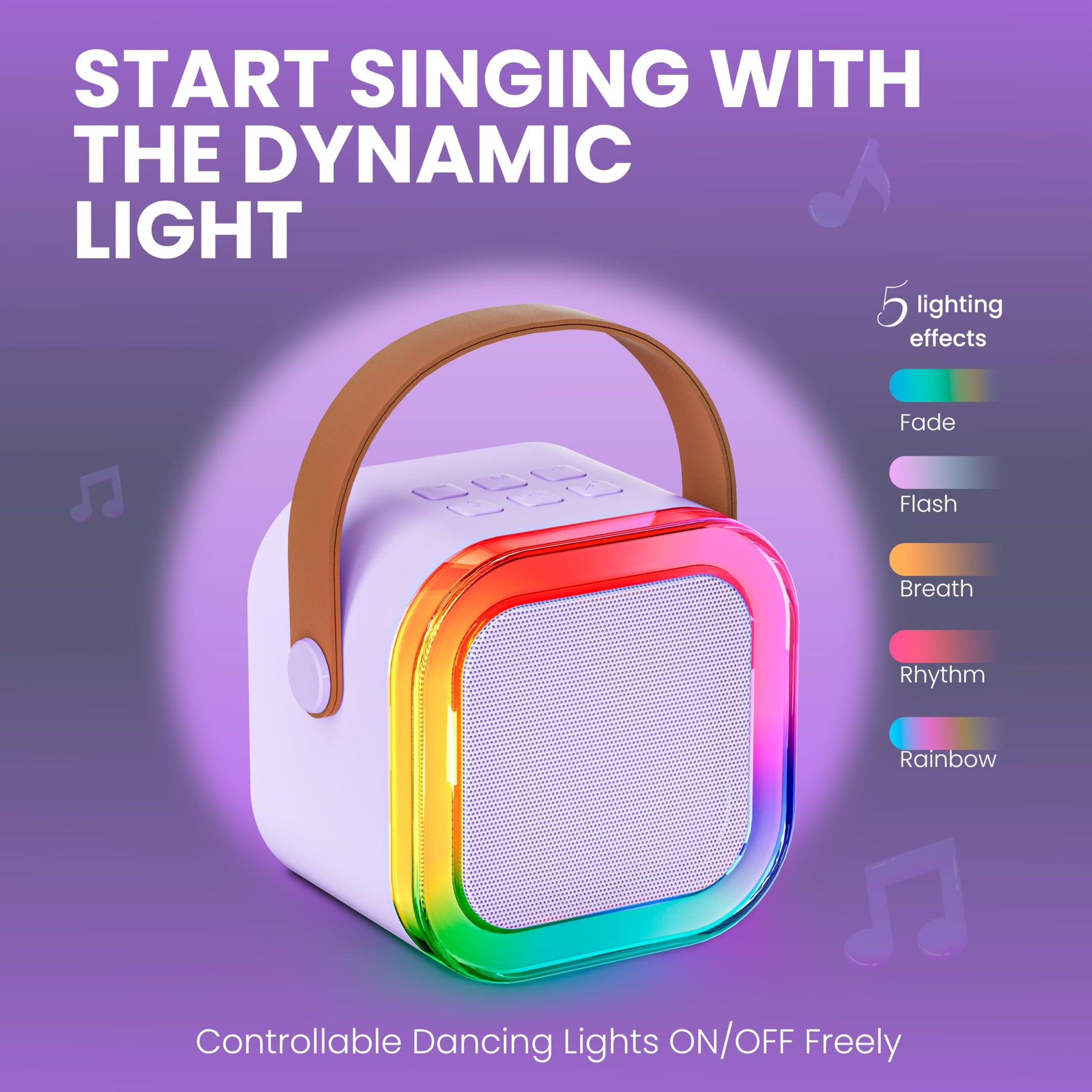 Ankuka portable karaoke machine for kids and adults with wireless microphone, purple color, Bluetooth speaker, ideal for birthday gifts