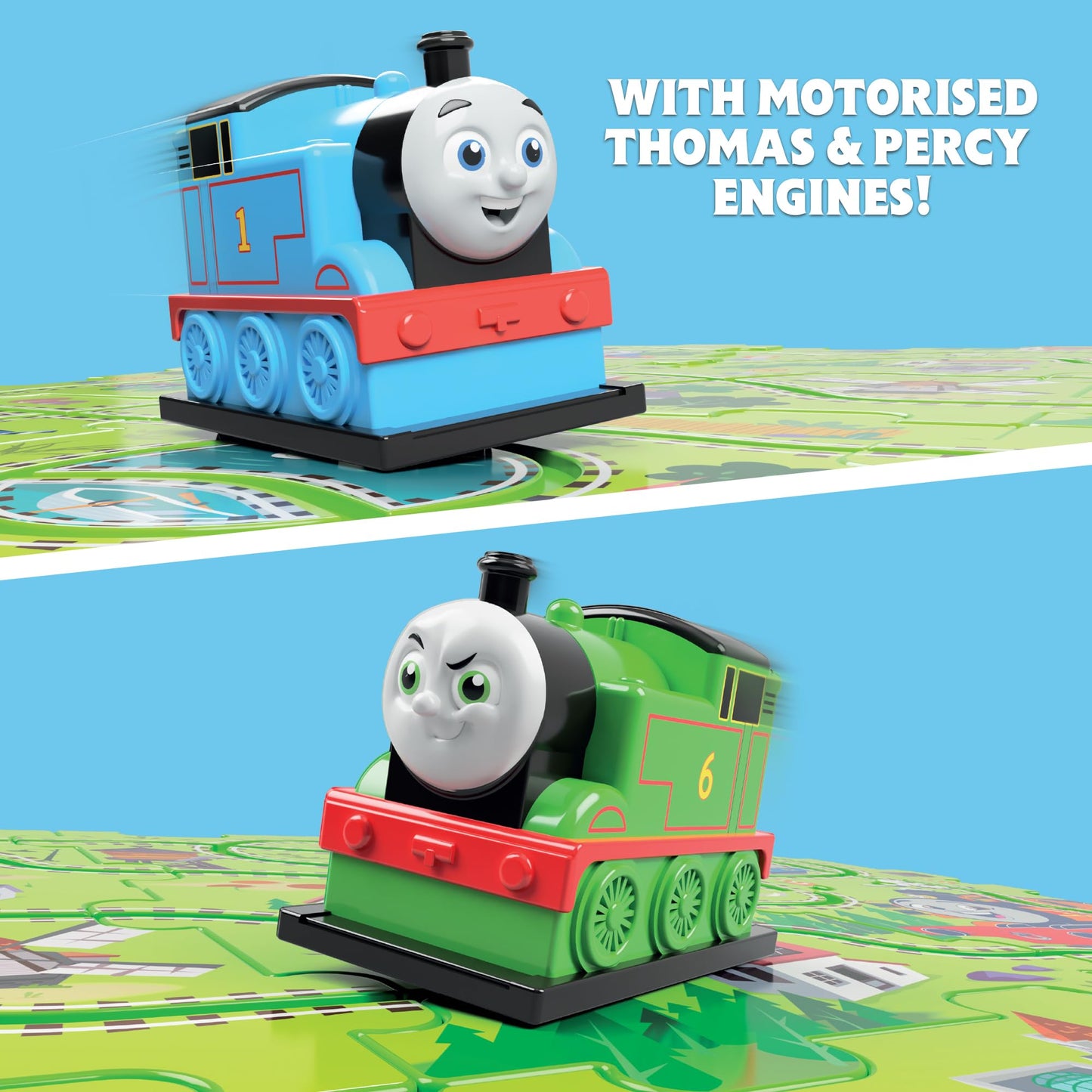 Thomas & Friends Playset, Thomas the Tank Engine, Twin Pack - Percy, Motorised Track Playset, Train and Track, STEM Activity for Preschool kids, Jumbo Size, 12 Puzzle Pieces, Licensed Toy, Bladez Toyz