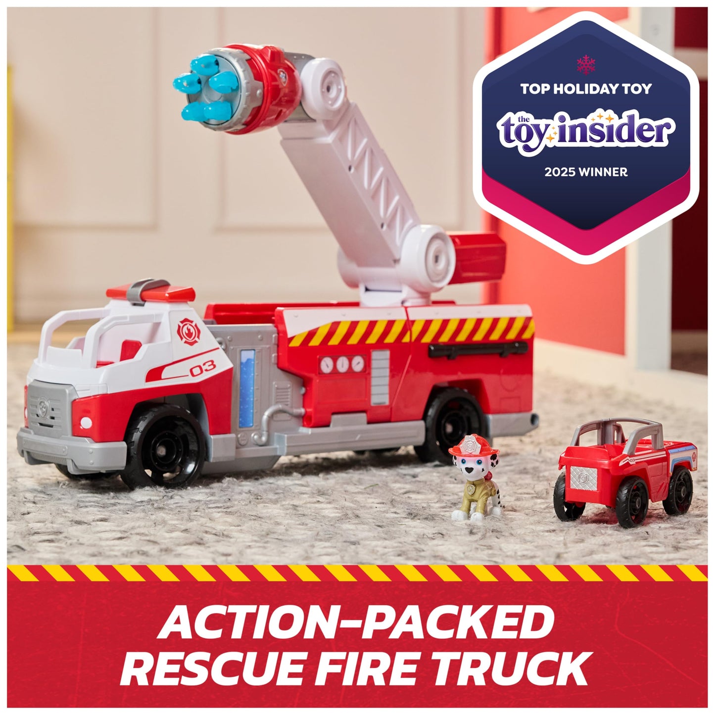 Paw Patrol Fire Rescue: Rapid Reload Fire Truck with Marshall Figure, Quick-Fire Launcher, Lights and Sounds, Kids Toys for Boys and Girls Ages 3 and Up