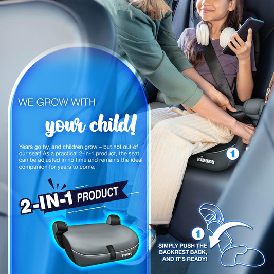 KIDUKU® Safety Car Seat | Booster Seat | 3 in 1 | for Childs and Babys from 9-36 kg (20 lbs - 80 lbs) or 1-12 Years | Convertible, universal | approved to ECE R44/04 | Group 1 + 2 + 3 | black/grey