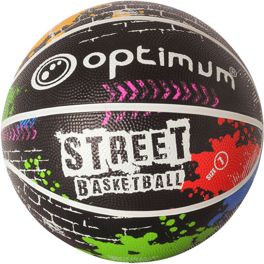 Optimum Street Basketball - Durable Korean Rubber with All-Weather Grip for Versatile Indoor/Outdoor Play - Sizes 7 & Mini for All Ages- Multicolor, Size Mini