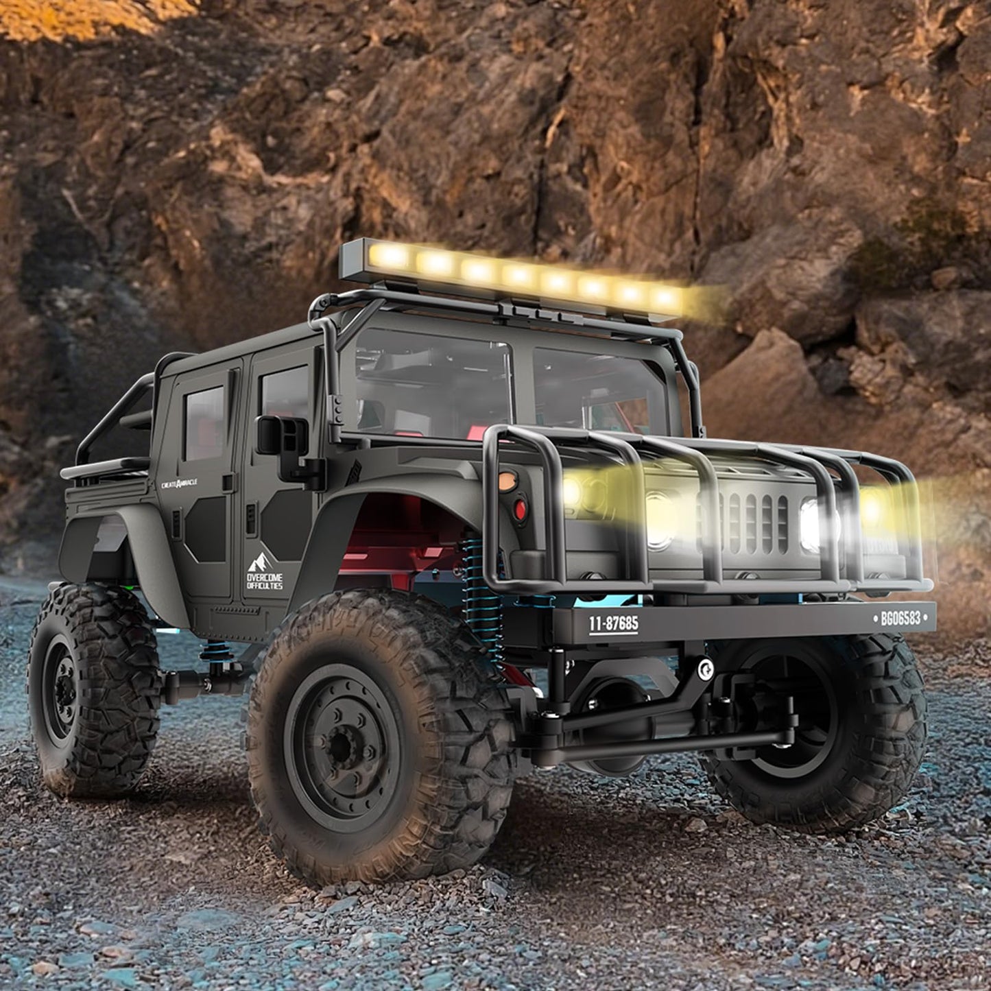 SIMREX 1:12 Scale All-Terrain Remote Control Car, 4WD RC Cars with 2.4 GHz, RC Climbing Truck, IPX4 Waterproof Off-Road Vehicle with Two Rechargeable Batteries, for Kids Teens Adults