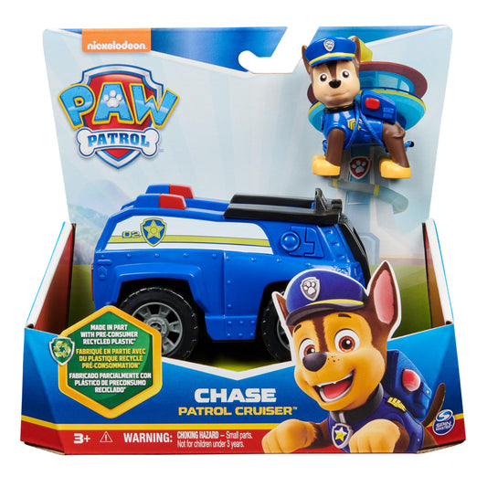 Paw Patrol, Chase’s Patrol Cruiser, Toy Car with Collectible Action Figure, Sustainably Minded Kids’ Toys for Boys & Girls Aged 3 and Up