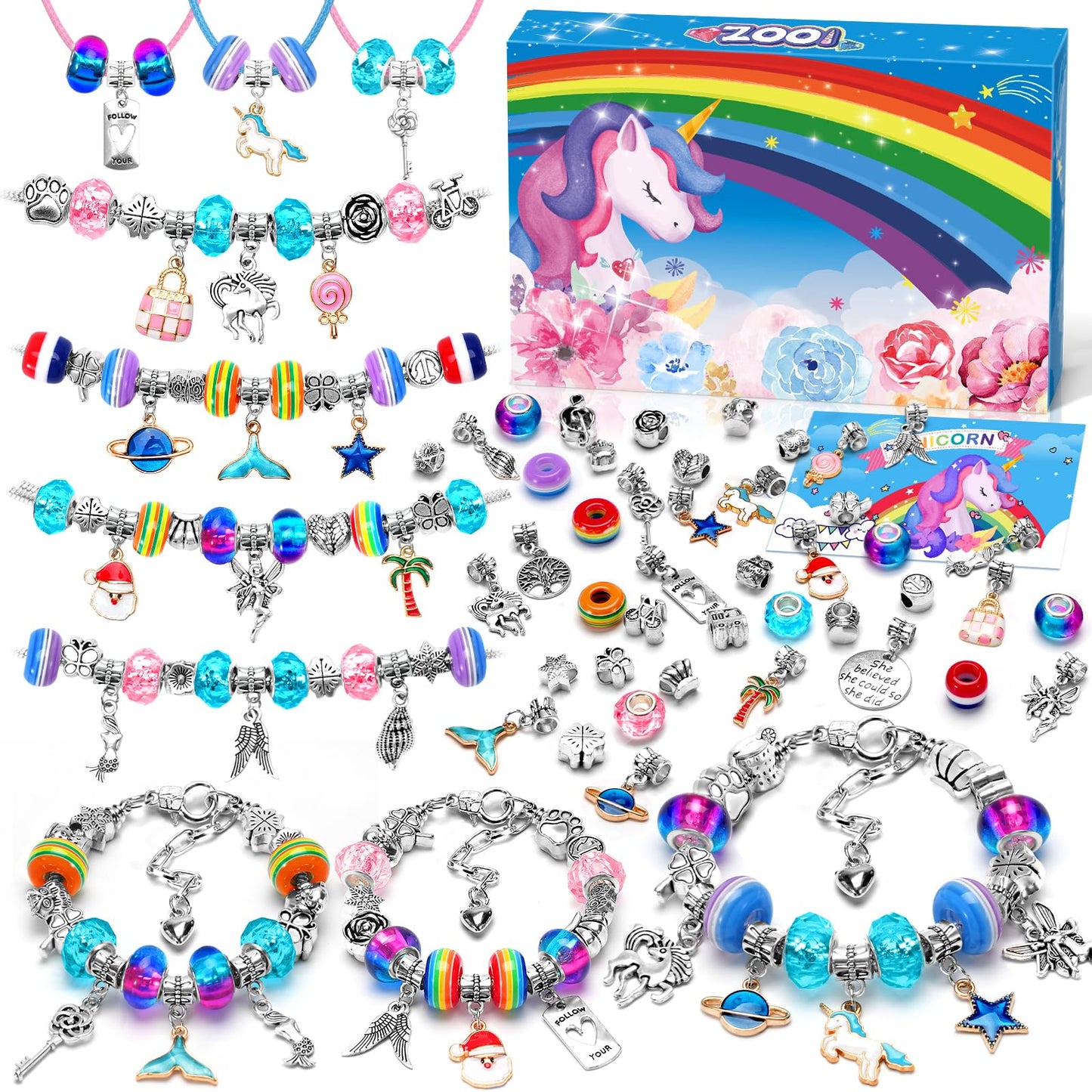 ZOOI Bracelet Making Kit, Jewellery Making Kit for Girls Gifts for 5-13 Year Old Girl Toys Arts and Crafts Kits for Kids, Stocking Fillers Kids, Gifts for Teenage Girls Birthday Presents