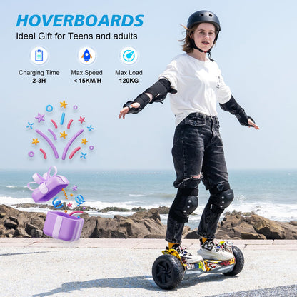 RCB Hoverboard 8.5" all terrain hoverboards, APP control function, integrated LED Bluetooth with powerful motor, electric skateboard self balance scooter, gift for Kids and Adults