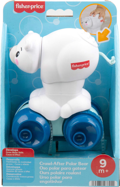 Fisher-Price Baby Toy Crawl-After Polar Bear, Animal-Themed Activity Vehicle with Sensory Details for Infants Ages 9+ Months, JDL63