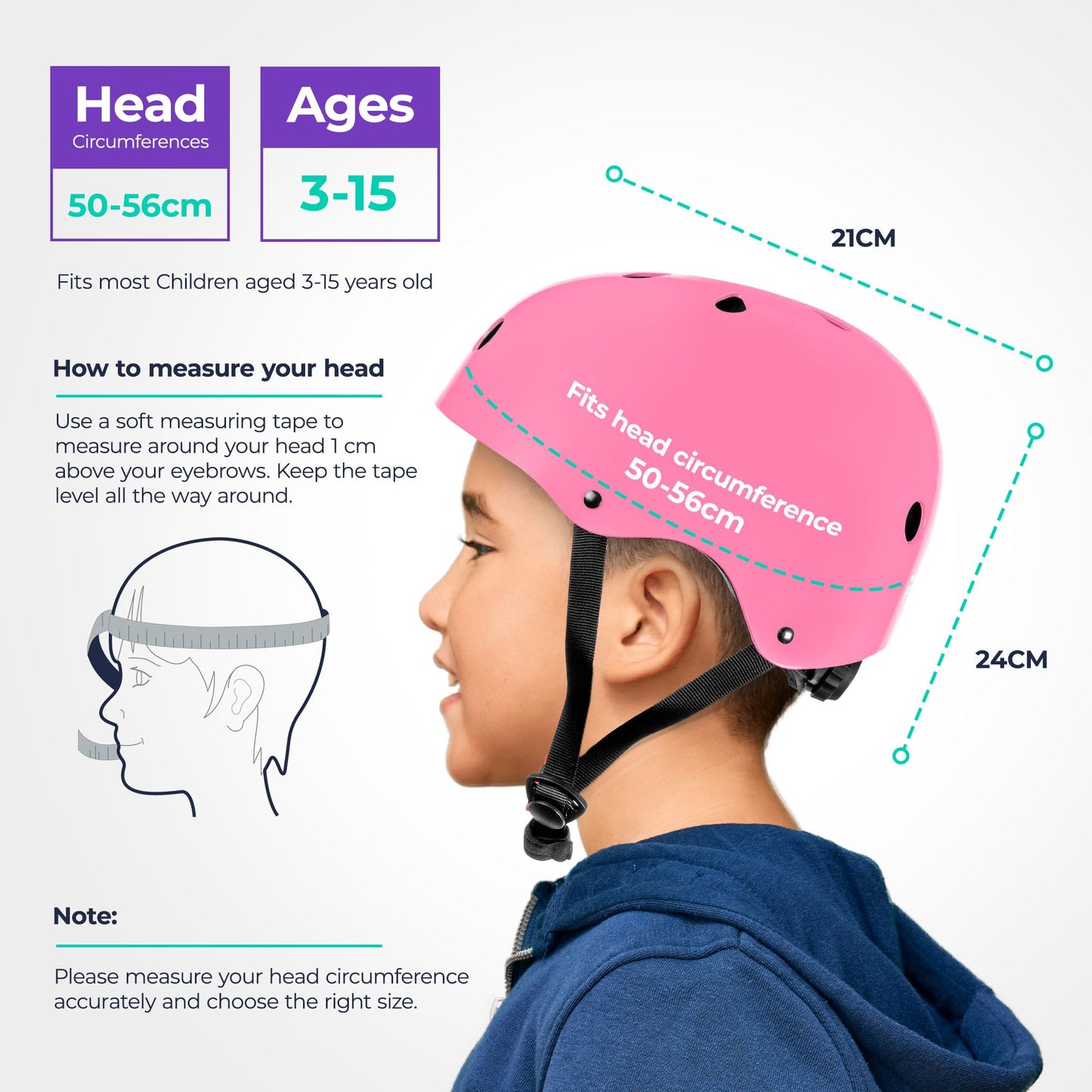 Niftii Kids Helmet with Pads - Adjustable Multi-Sport Complete Safety Gear for Cycling, Skateboarding & Scooting, Ideal for Boys & Girls Ages 3-15 Kids Bike Helmet Set, Pink