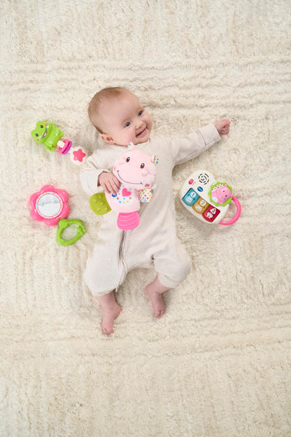VTech My First Gift Set New Baby Gifts | Newborn Baby Toys Including Hippo Animal Plush, Baby Teether, | 0, 6, 12 Months + for Boys & Girls, Pink, English Version,Box size: 40 x 30.5 x 7.8cm