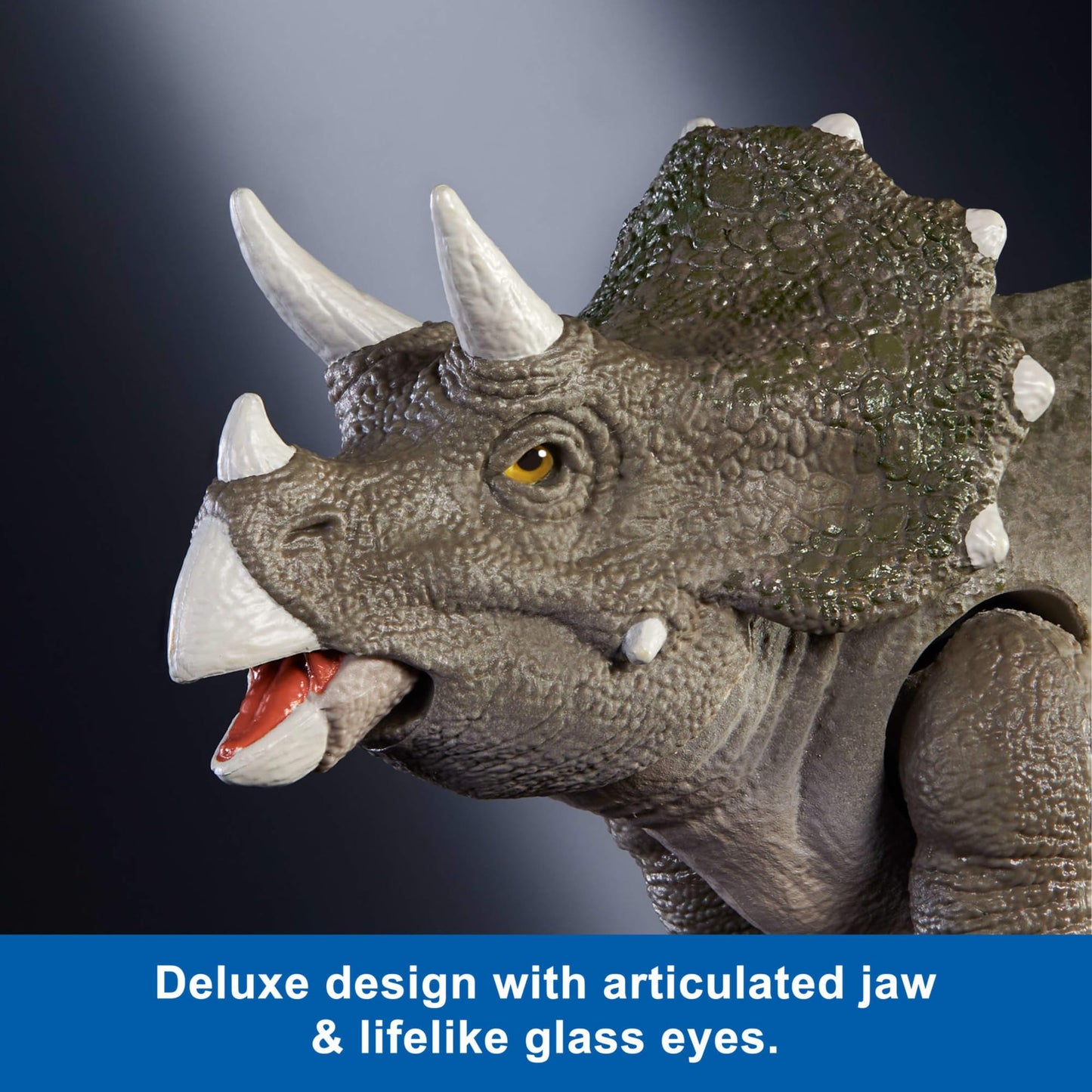 Jurassic World Hammond Collection Dinosaur Action Figure Toy, Juvenile Triceratops Premium Movie Design with Glass Eyes & 14 Points Articulation, JDJ07, [Mehrfarbig]