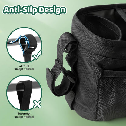 Guiseapue pram organiser bag with cup holder, large capacity, non-slip strap, ideal for baby essentials and newborn accessories.