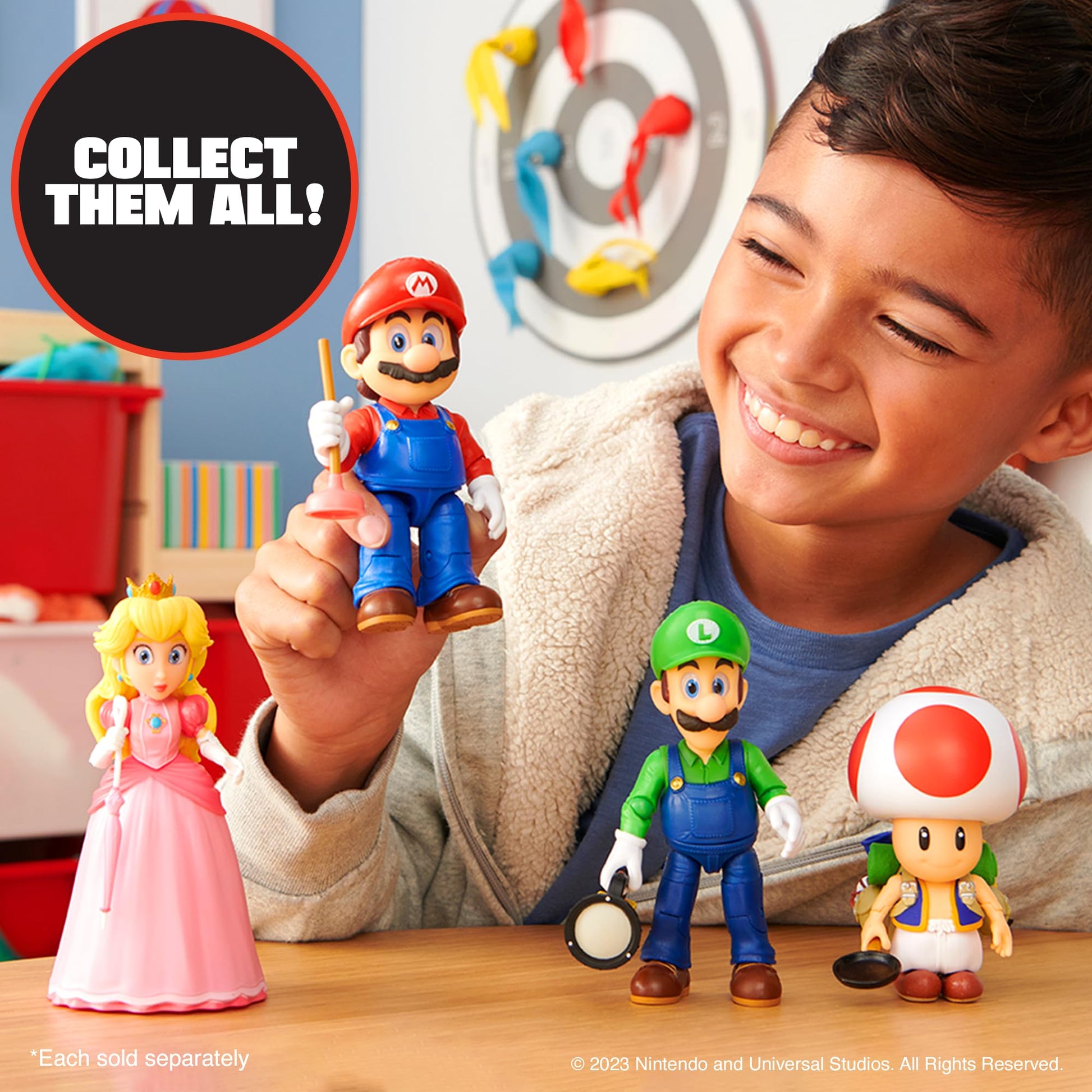 Super Mario Bros. Movie Nintendo Toad action figure holding a frying pan accessory, 5-inch/12.5cm toy collectible.