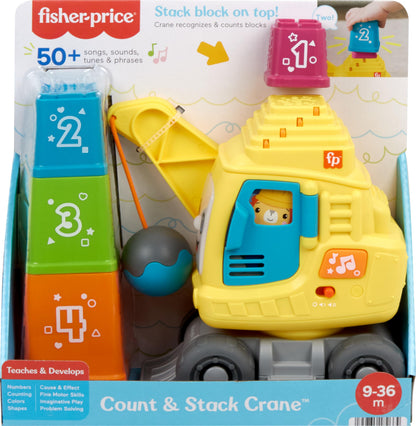 Fisher-Price baby and toddler learning toy crane with colorful blocks, lights, music, and sounds for infants 9+ months