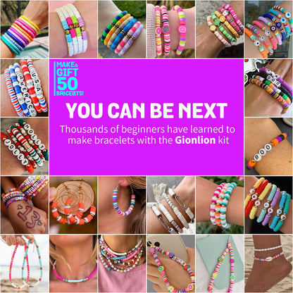Gionlion 6000 Clay Beads Bracelet Making Kit, Friendship Bracelet Kits Preppy Beads for Jewellery Making, Flat Heishi Bead for Bracelet Arts and Crafts Gifts for Teen Girls