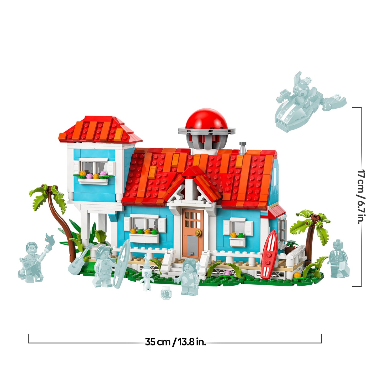 LEGO | Disney Lilo and Stitch Beach House Building Toy with 6 Rooms, Rooftop Observatory, a Spaceship and 5 Minifigures - Birthday Gift for 9+ Year Old Girls, Boys & Fans - 43268