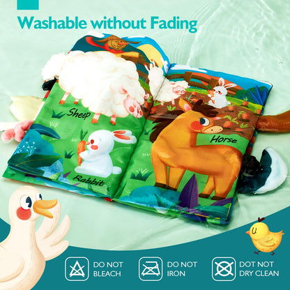 hahaland Baby Books 0-6 Months, 2PCS Baby Toys 0-6 Months Touch & Feel Tummy Time Books, Sensory Stroller Toys 0 3 4 6 Month Old Toys