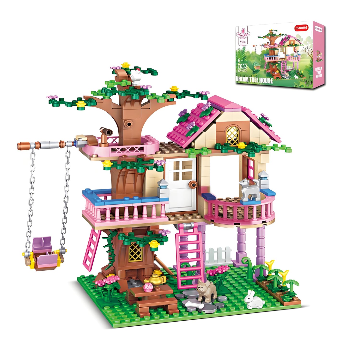 CSNRHG Dream Tree House Friends Building Set Friends Construction Educational Toy 504 Pieces Gifts for Girls Teens Kids Adults Ages 6+
