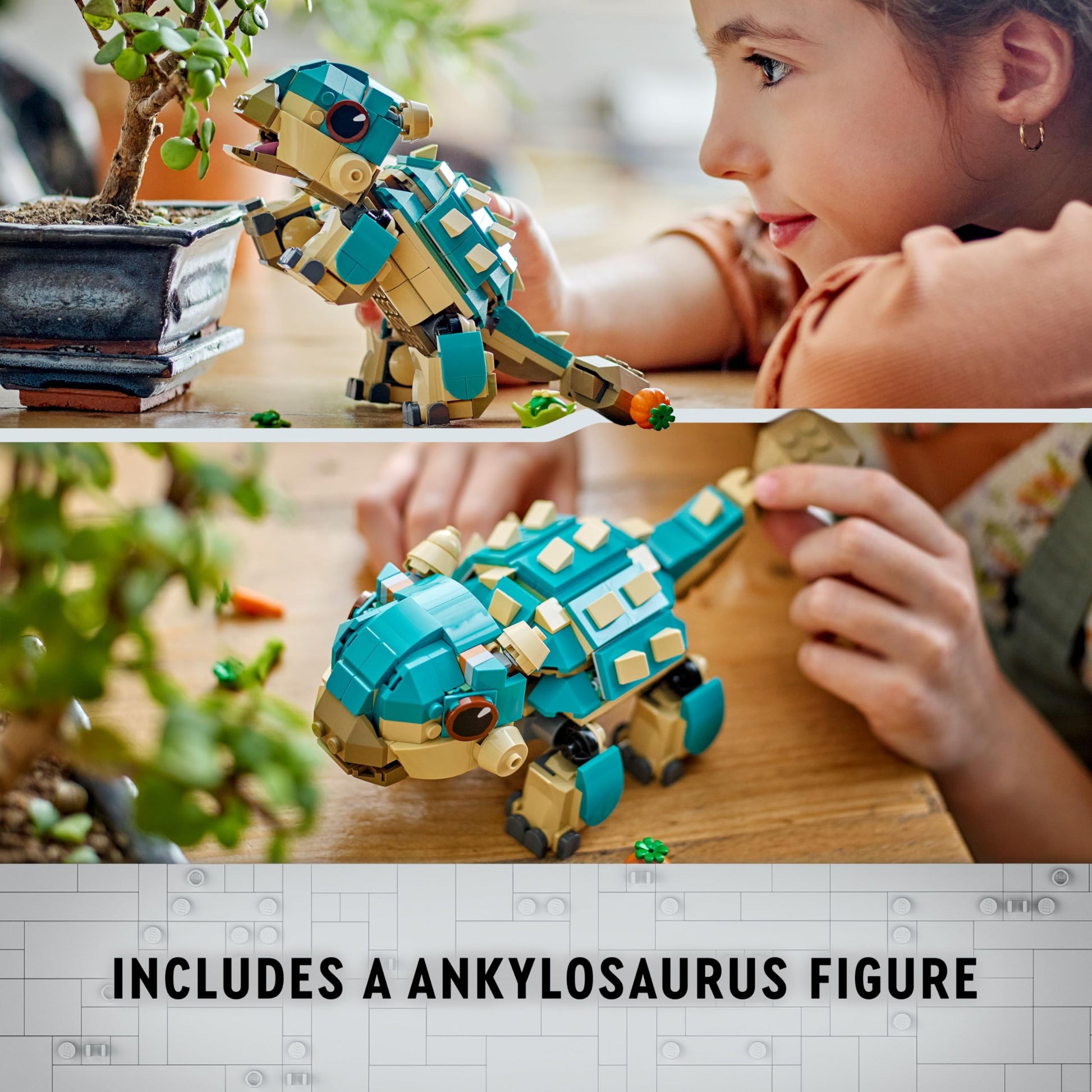 LEGO Jurassic World Baby Bumpy Ankylosaurus dinosaur toy set for kids, featuring realistic details and vibrant colors.