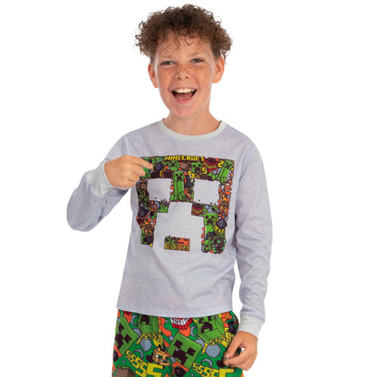 Minecraft Pyjamas, Creeper Boys Pyjamas, Gaming Pjs For Boys, Long Sleeve Kids Pjs, Multicolour 6-7 Years