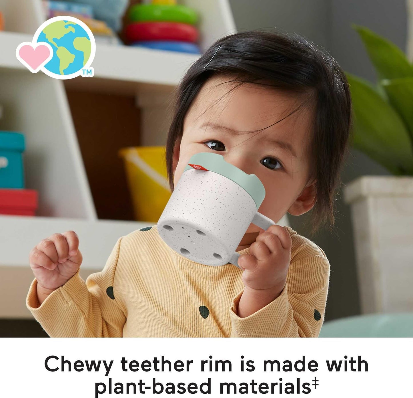 Fisher-Price Baby Toy Rattle A-Latte Coffee Cup Teether for Infant Sensory Play Ages 3+ Months, HGB86