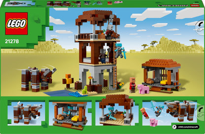 LEGO Minecraft The Pillager Outpost and Ravager Toy - incl. a Posable Figure with a Snapping Jaw Function, and a Village Fortress - Gaming Gift for 9+ Year Old Boys & Girls - 21278