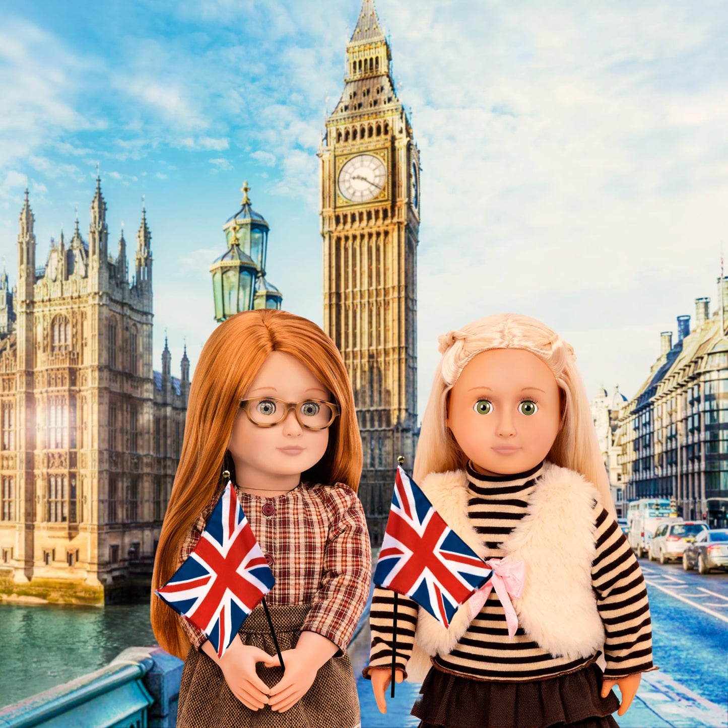 18-inch Our Generation Holly Doll wearing a winter outfit with a 6-piece clothing set, showcasing stylish accessories.