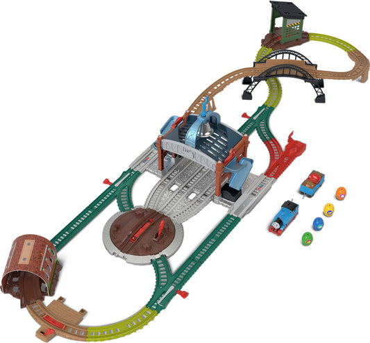 Mattel Fisher Price Thomas & Friends Toy Train Playset, Load & Launch Barrel Delivery with Classic Motorized Engine & Cargo Car, 18 Feet of Track, JGY30