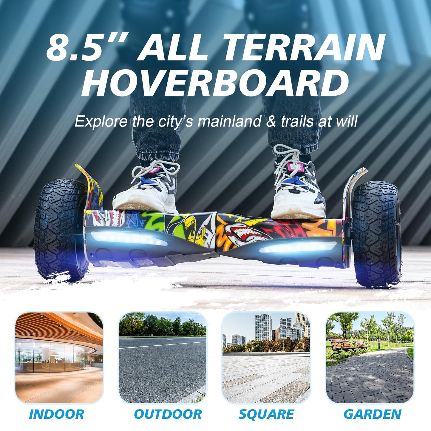 RCB Hoverboard 8.5" all terrain hoverboards, APP control function, integrated LED Bluetooth with powerful motor, electric skateboard self balance scooter, gift for Kids and Adults
