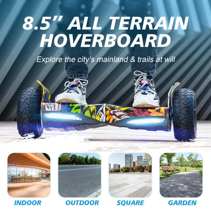 RCB Hoverboard 8.5" all terrain hoverboards, APP control function, integrated LED Bluetooth with powerful motor, electric skateboard self balance scooter, gift for Kids and Adults