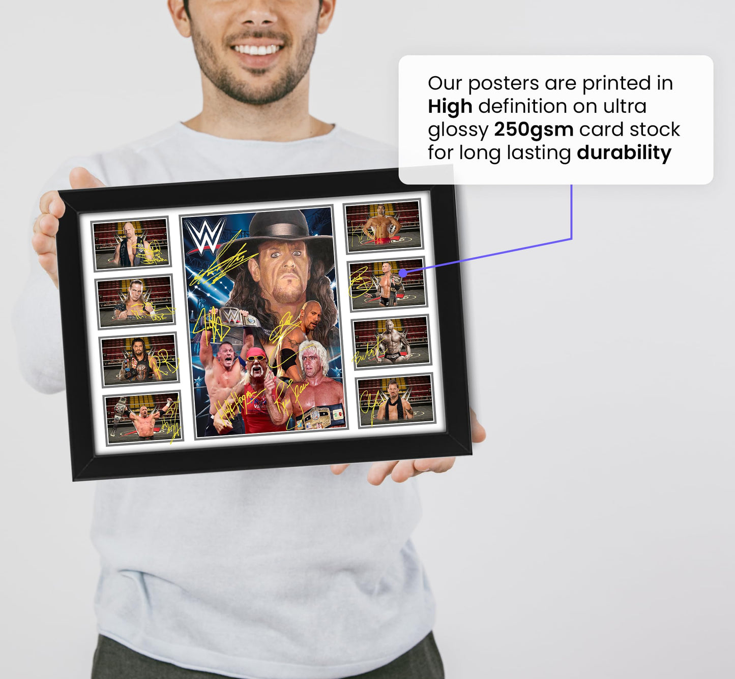 WWE Wrestling Print - Limited Edition Autograph Fan Gift – Collectible Memorabilia Merchandise (Unframed A4 (30x21cm))