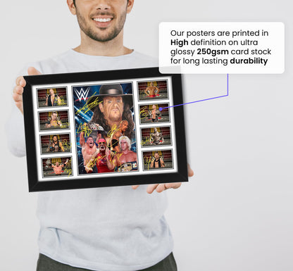 WWE Wrestling Print - Limited Edition Autograph Fan Gift – Collectible Memorabilia Merchandise (Unframed A4 (30x21cm))