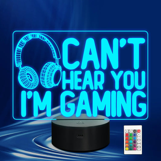 CoolGift Mart 3D gaming night light with headset graphic, 16-color touch and remote control, perfect for gamers and kids.