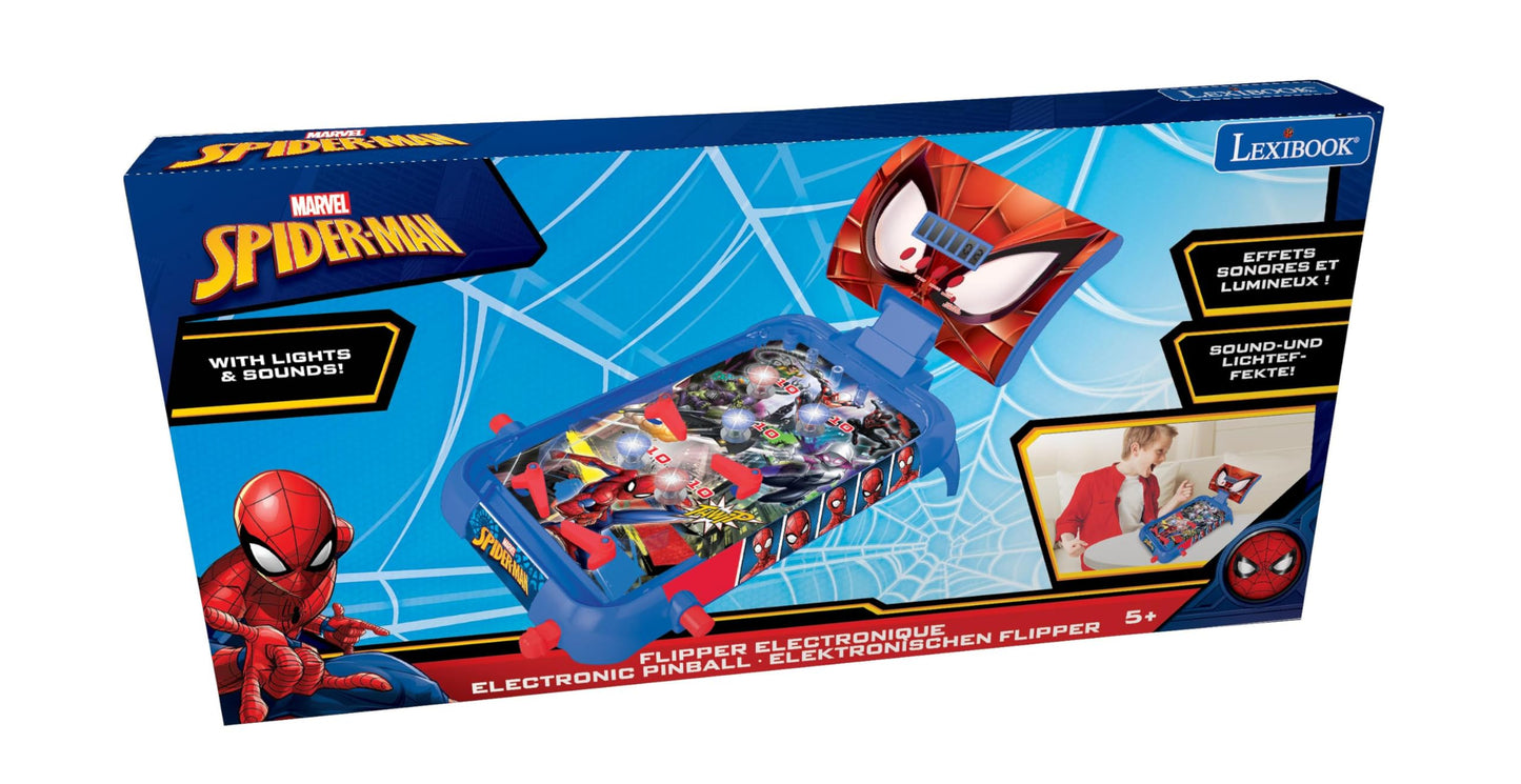Lexibook, Spider-Man, Electronic table pinball, action and reflex game for children and familiy, LCD screen, light and sound effects, blue / red, JG610SPLXB