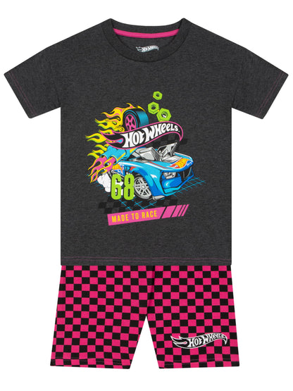 Hot Wheels Girls T Shirt And Shorts | Co Ord Set | Race Car Girls Tshirt And Short Set | Summer Clothes | Grey 11-12 Years