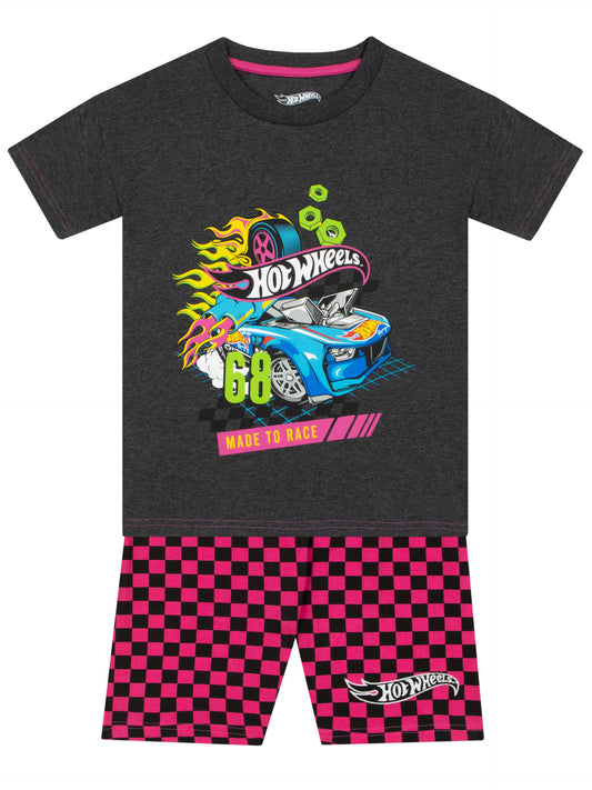 Hot Wheels Girls T Shirt And Shorts | Co Ord Set | Race Car Girls Tshirt And Short Set | Summer Clothes | Grey 11-12 Years