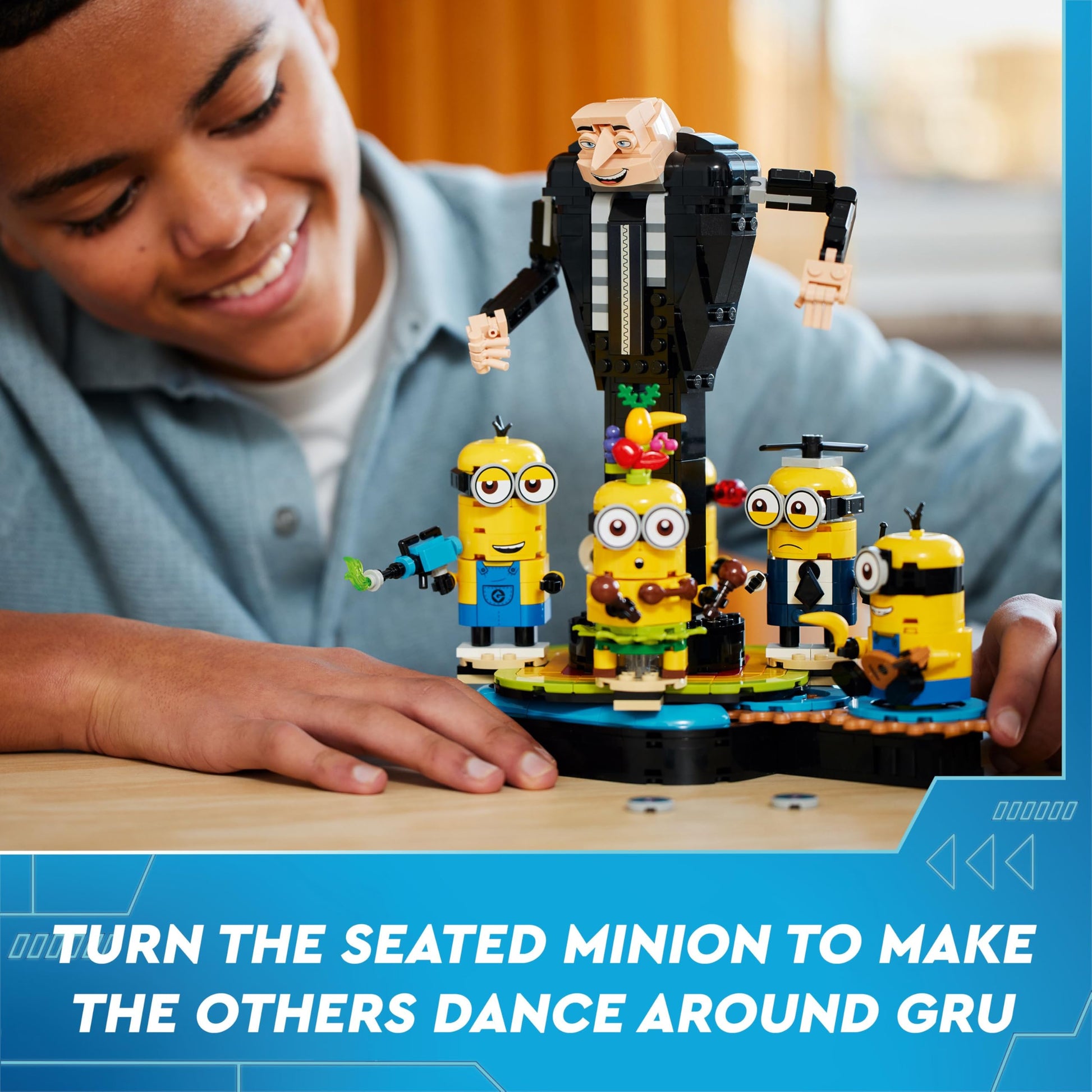 LEGO Despicable Me set featuring brick-built Gru and Minions figures for kids, ideal for creative play and building fun.