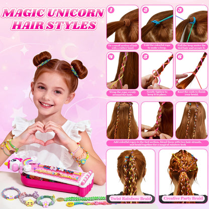 Unicorn Friendship Bracelet Making Kit for Girls Gifts Toys, Arts and Crafts Kit for Kids Age 5-12, Fun Pre-Cut Threads & Built-In Clip Weaving Styles, Xmas Birthday Girls Gift Ages 5 6 7 8 9 10 11 12