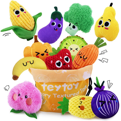 12-pack sensory bean bags for kids by Teytoy, textured tactile toys for autistic children and toddlers, developmental and stress relief play